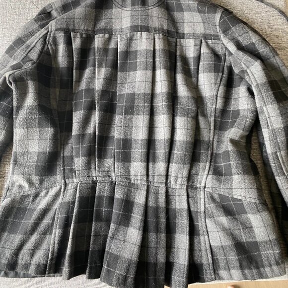 Converse Skate Board Heavy Gray Plaid Hooded Jacket Peacoat Womens XL - Picture 6 of 7